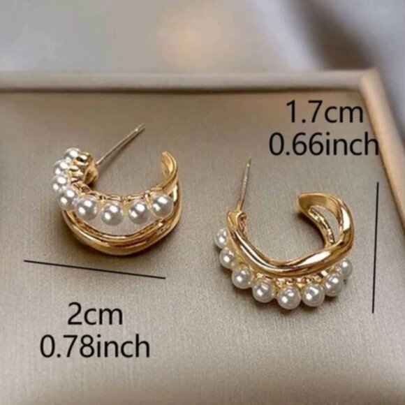 14K Gold Filled Pearl Earrings - Picture 3 of 3